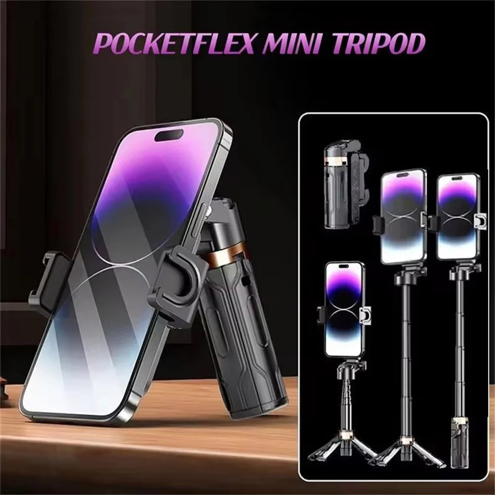 PocketFlex 2025 – Mini Trépied Télescopique & Stabilisateur de Poche avec Télécommande Bluetooth