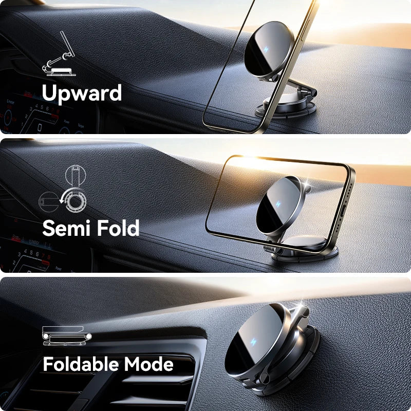 Support Téléphone Voiture 15W – Magnétique & Recharge Sans Fil 360°