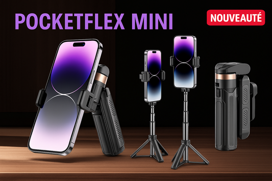PocketFlex 2025 – Mini Trépied Télescopique & Stabilisateur de Poche avec Télécommande Bluetooth