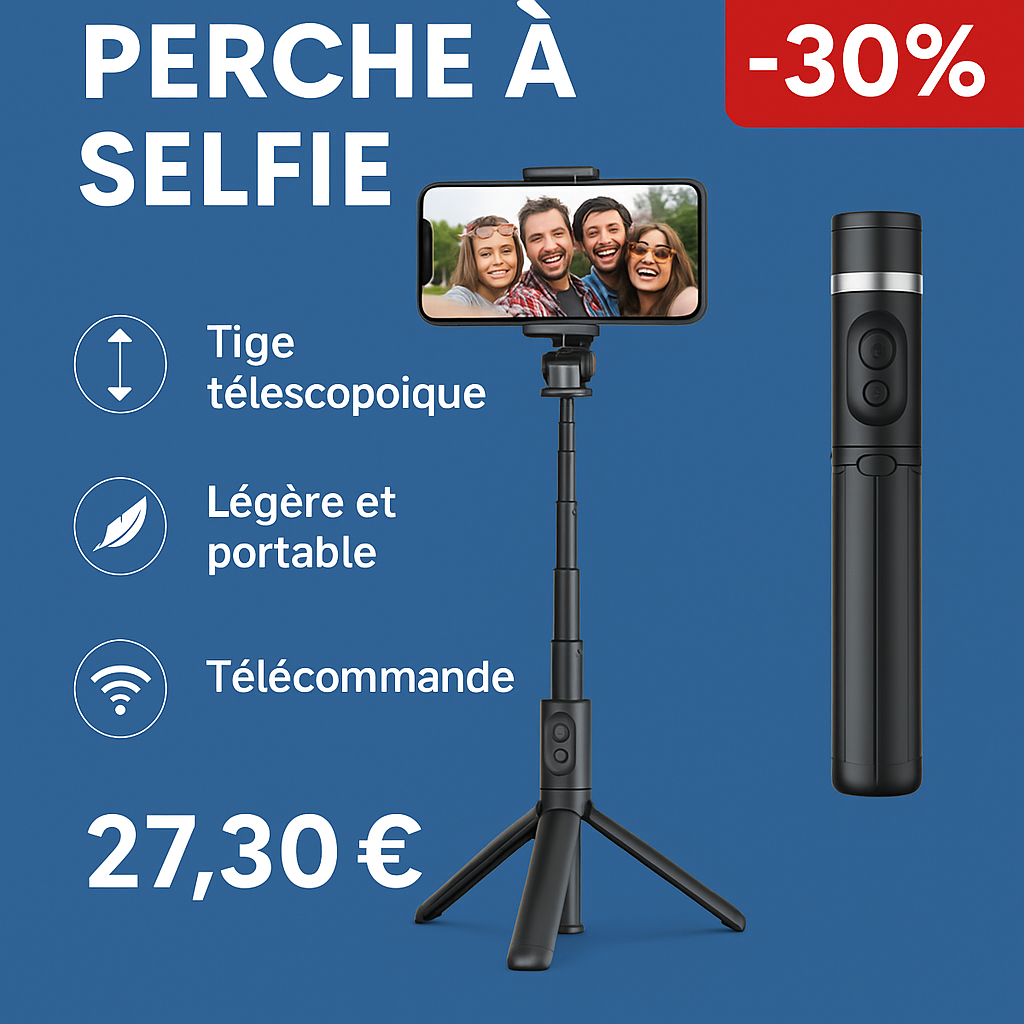 Perche à Selfie Trépied 2025 avec Lumière & Télécommande – Pliable, Bluetooth, Ultra Portable